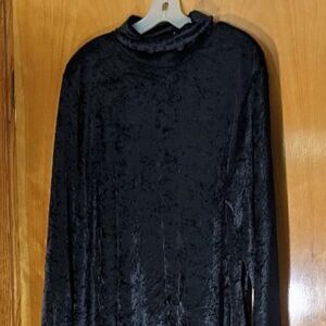 NEWPORT NEWS LONG SLEEVE BLACK VELVET DRESS 1X